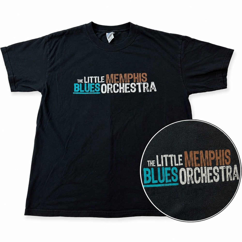 Gildan T-Shirt Mens Large Little Memphis Blues Orchestra Black Cotton